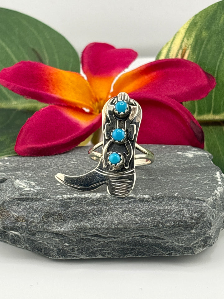Turquoise Cowboy Boot Ring Size 7.25