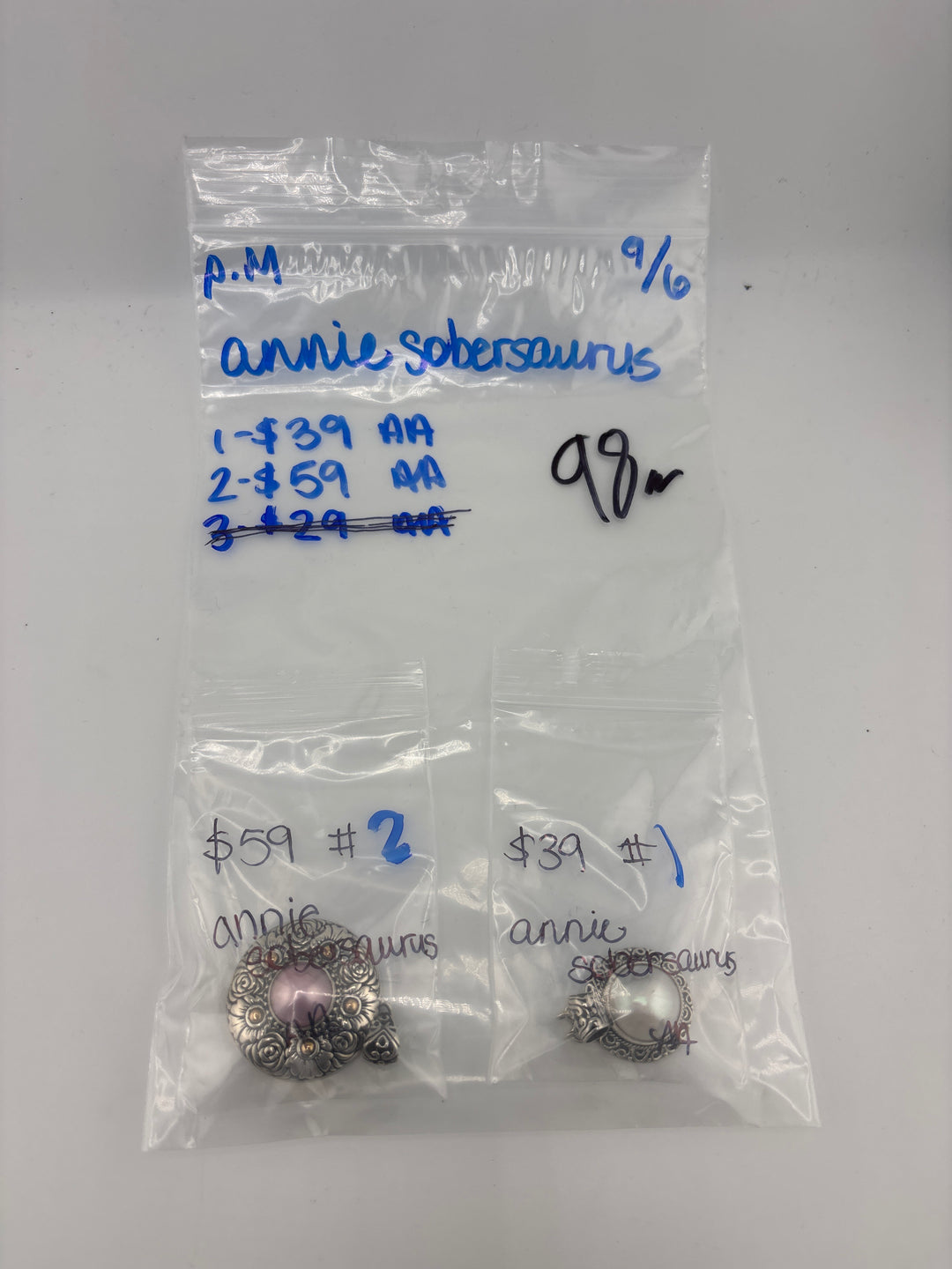 PM SHOW 48HR - RESERVED FOR: annie sobersaurus - 9/6/2025 FL tiktok Live Show - 2 Sterling Silver Items