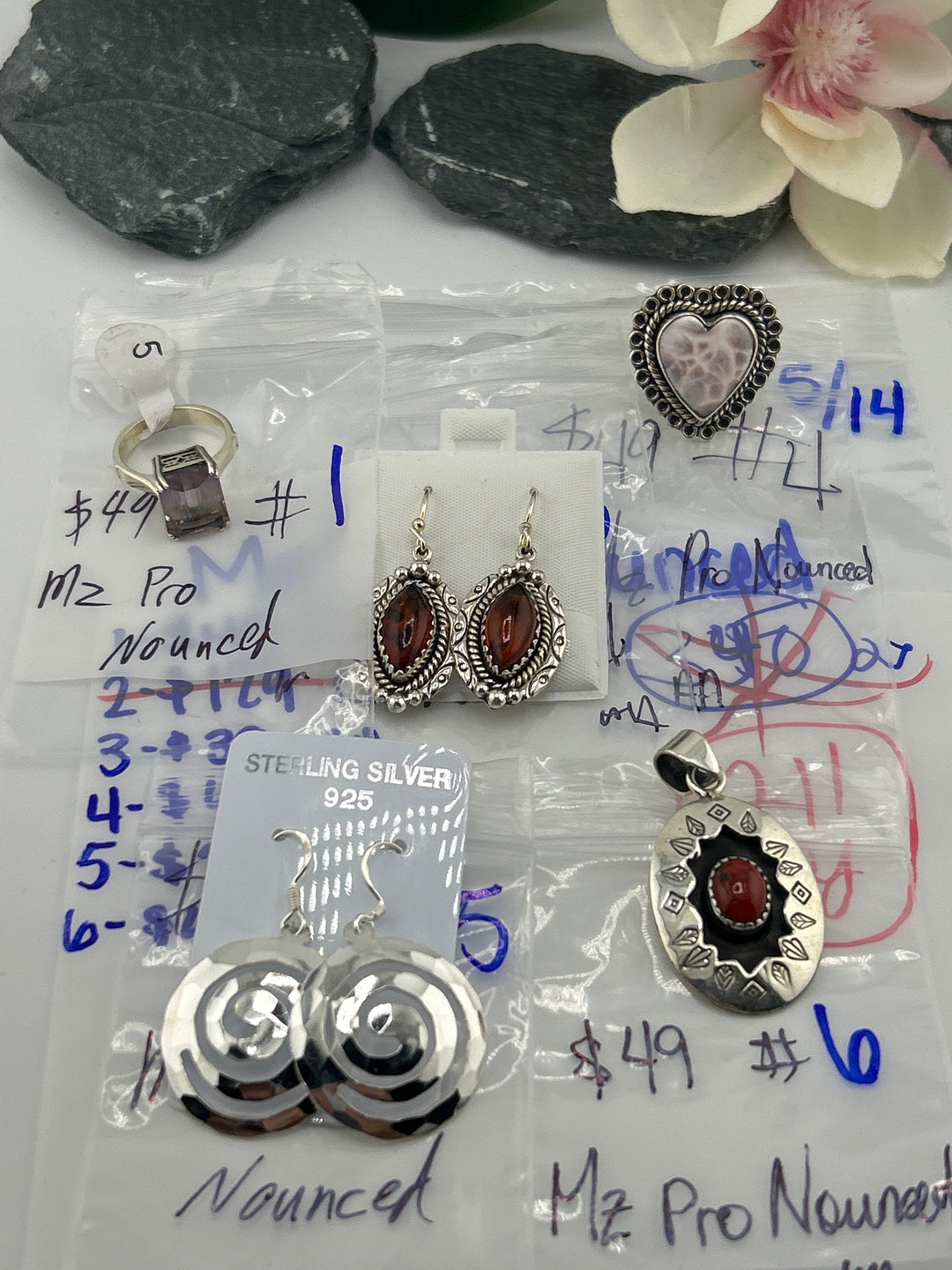 RESERVED FOR: Mz Pro Nounced - 5/14/2025 tiktok Live Show - 5 Sterling Silver Items