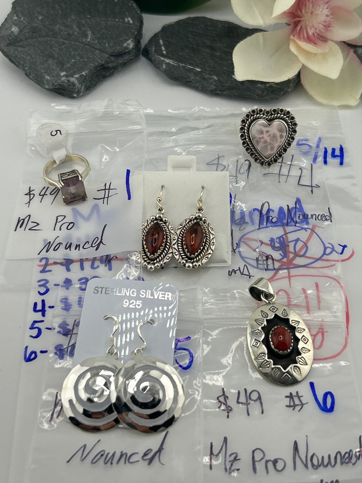 RESERVED FOR: Mz Pro Nounced - 5/14/2025 tiktok Live Show - 5 Sterling Silver Items