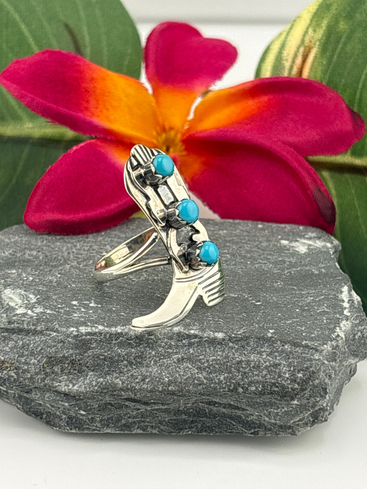 Turquoise Cowboy Boot Ring Size 9.25