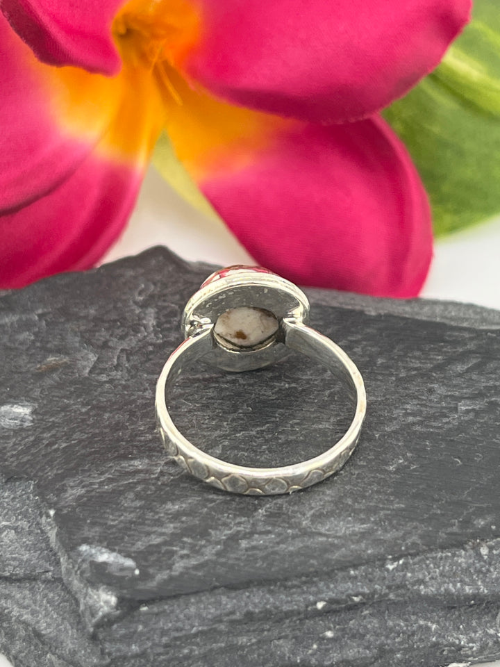 Round Wild Horse Jasper and 925 Sterling Silver Ring Size 6.5