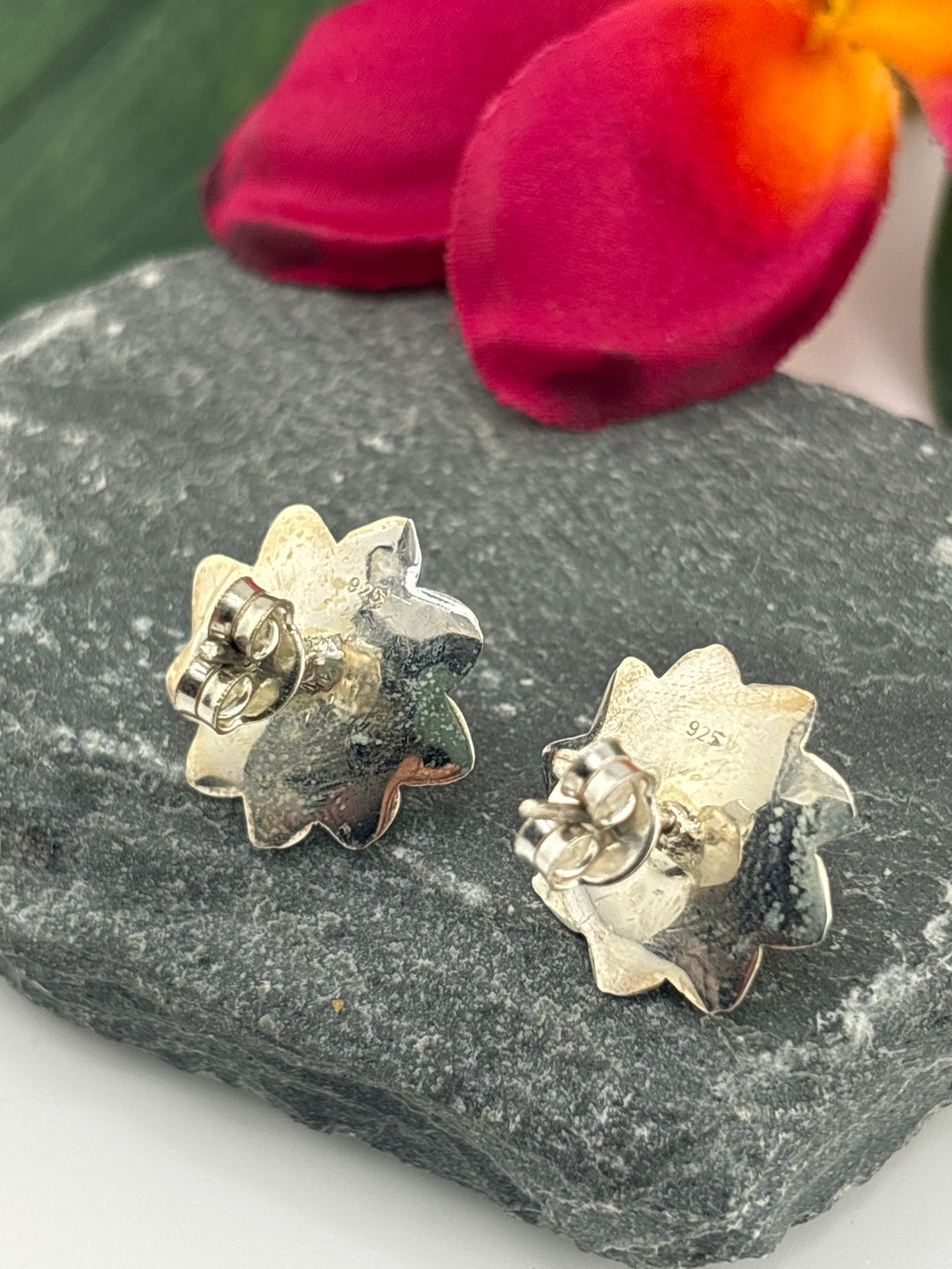 Orange Spiny Oyster Stud Earrings