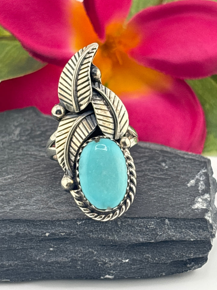Turquoise and 925 Sterling Silver Ring Size 7.25