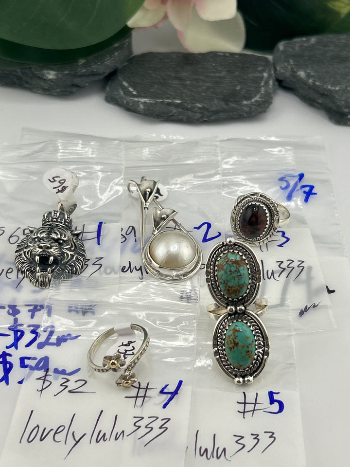 RESERVED FOR: lovelylulu333- 5/7/2025 tiktok Live Show - 5 Sterling Silver Items