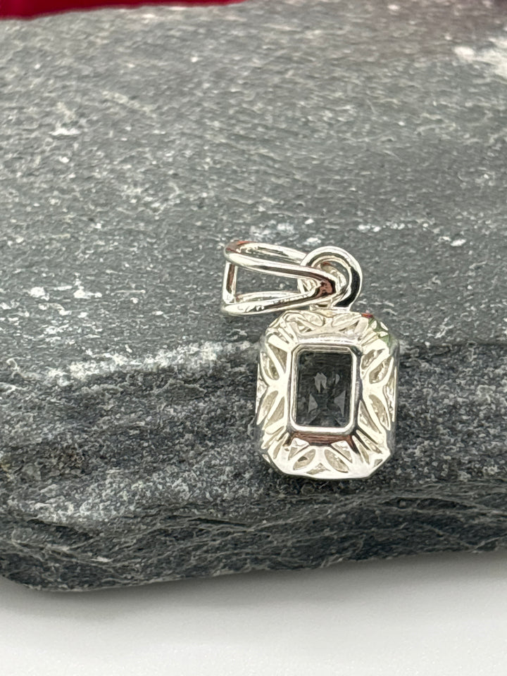Emerald Cut Topaz Pendant w/CZ