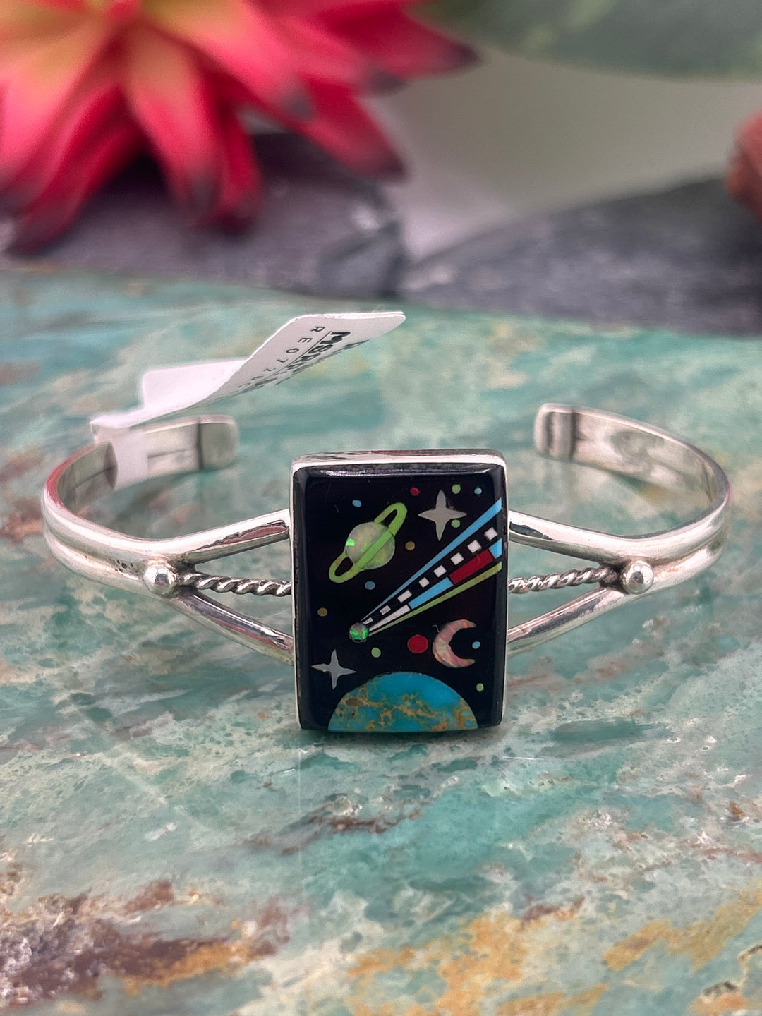 Regie 925 Sterling Silver Mosaic Multi-stone Rectangle Space Cuff