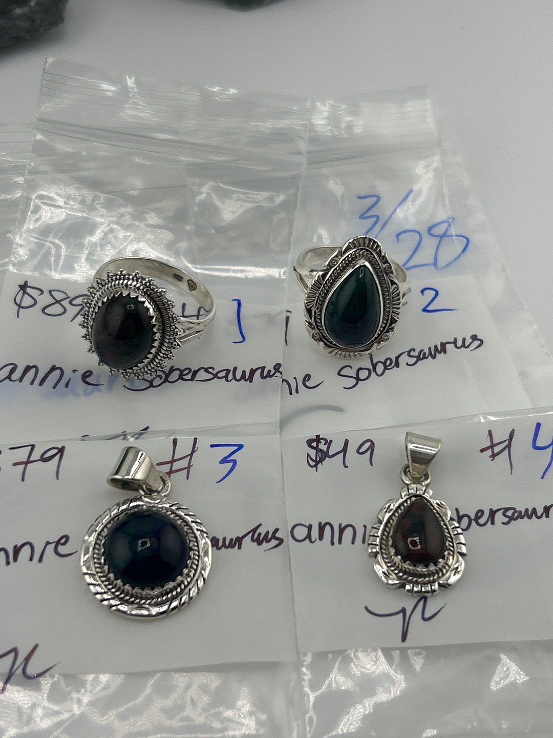 RESERVED FOR: annie sobersaurus - 3/28/2025 tiktok Live Show - 4 Sterling Silver Items