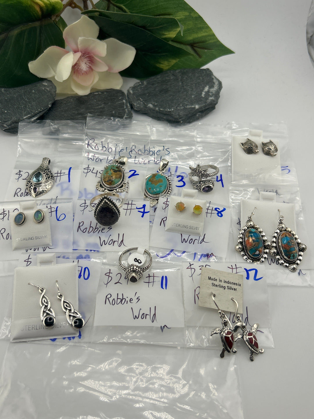 RESERVED FOR: Robbie's World - 4/2/2025 Tiktok Live Show - 12 Sterling Silver Items
