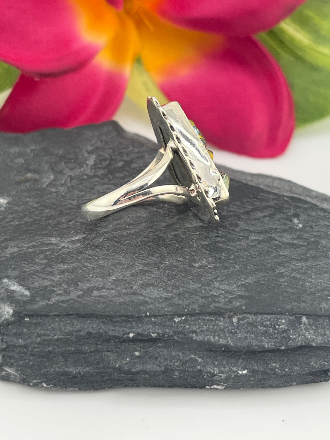 Titanium Druzy and 925 Sterling Silver Ring