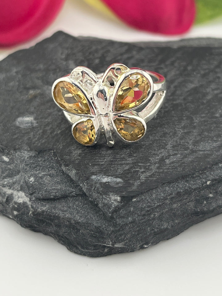 Butterfly Citrine and 925 Sterling Silver Ring