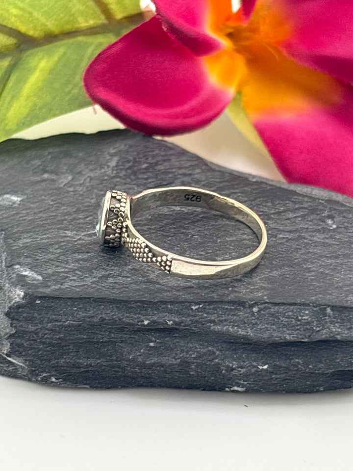 Aquamarine and 925 Sterling Silver Ring Size 6