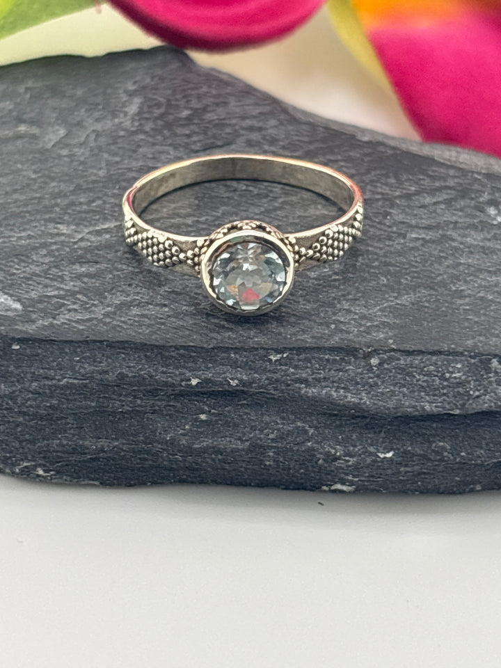 Aquamarine and 925 Sterling Silver Ring Size 6
