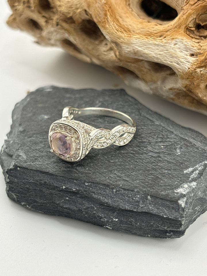 Amitrine and CZ Ring Size 9