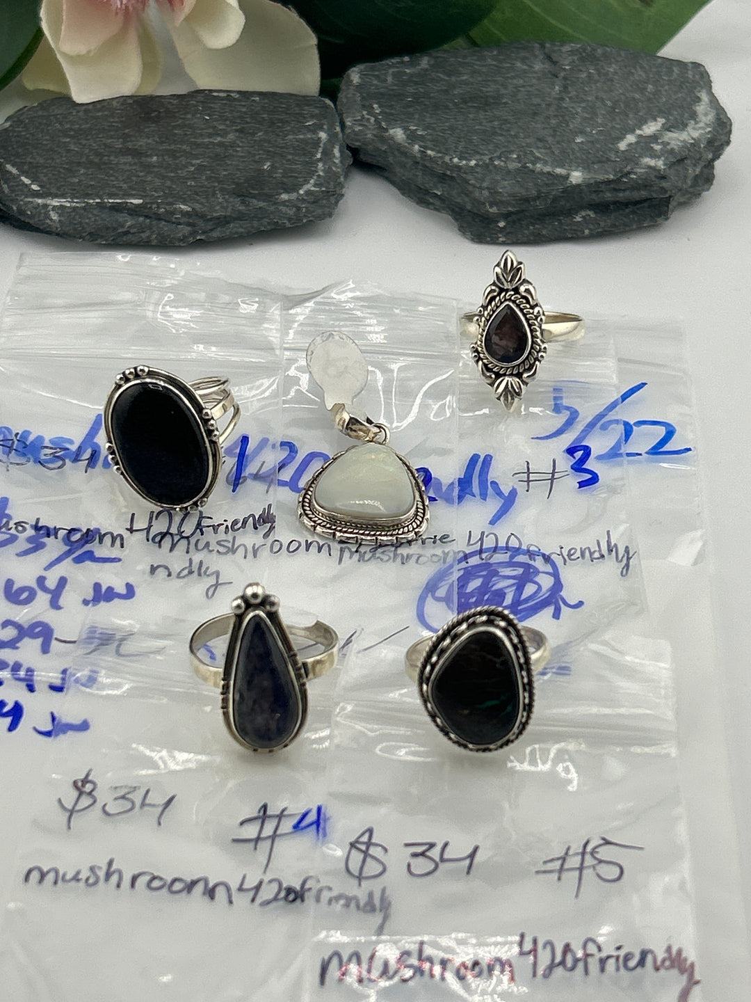 RESERVED FOR: mushroom420friendly - 5/22/2025 tiktok Live Show -5 Sterling Silver Items