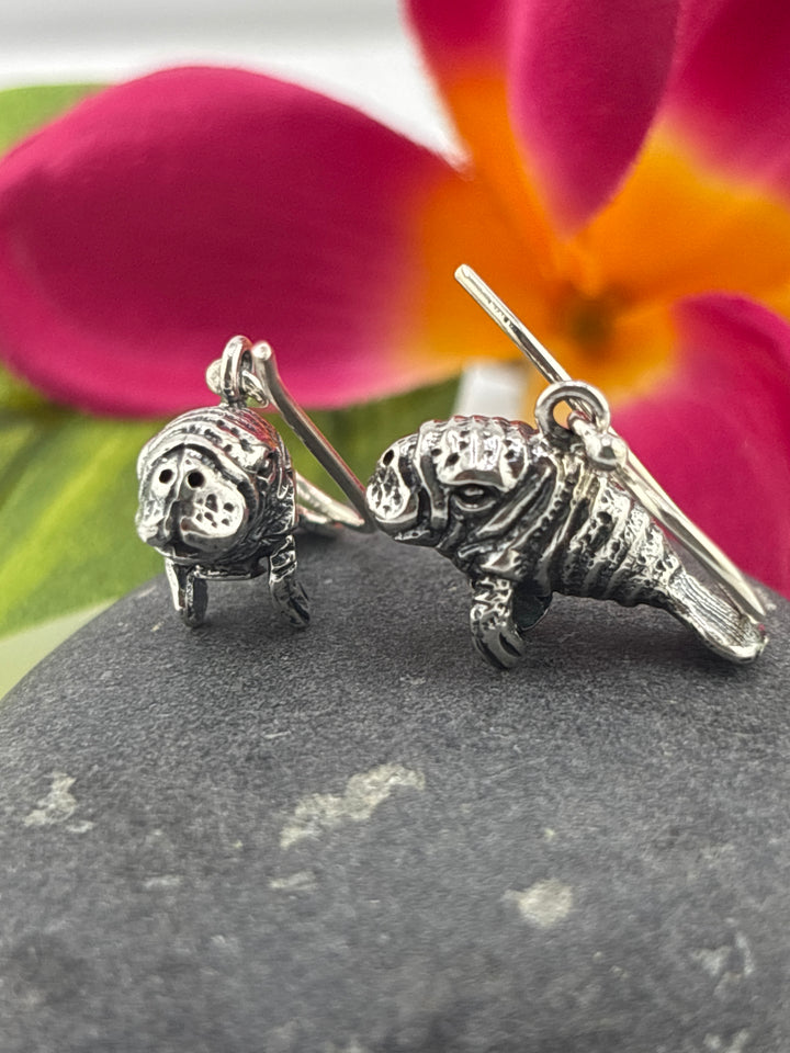 Designer SOMS 925 Sterling Silver Manatee Earrings