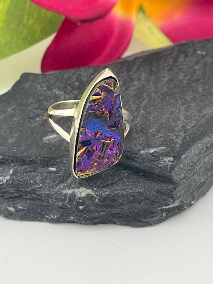 Titanium Druzy and 925 Sterling Silver Ring