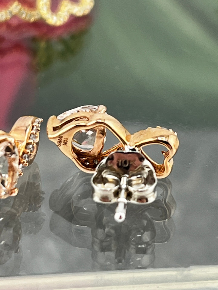 10K Rose Gold Morganite and Diamond Earrings