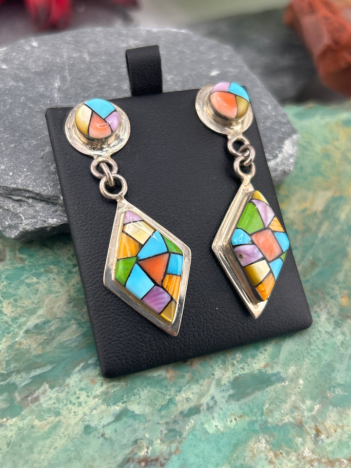 Regie 925 Sterling Silver Mosaic Multi-stone Earrings