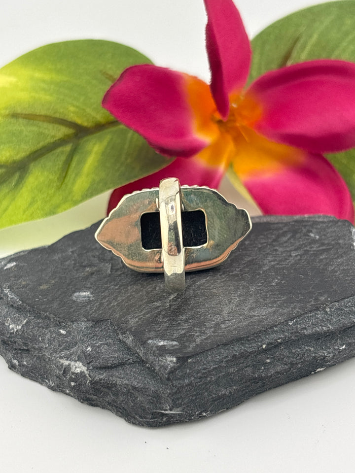 Raw Black Tourmaline and 925 Sterling Silver Ring Size 8