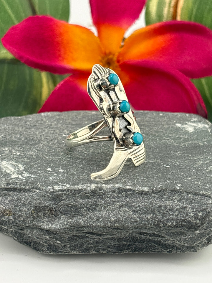 Turquoise Cowboy Boot Ring Size 8.25