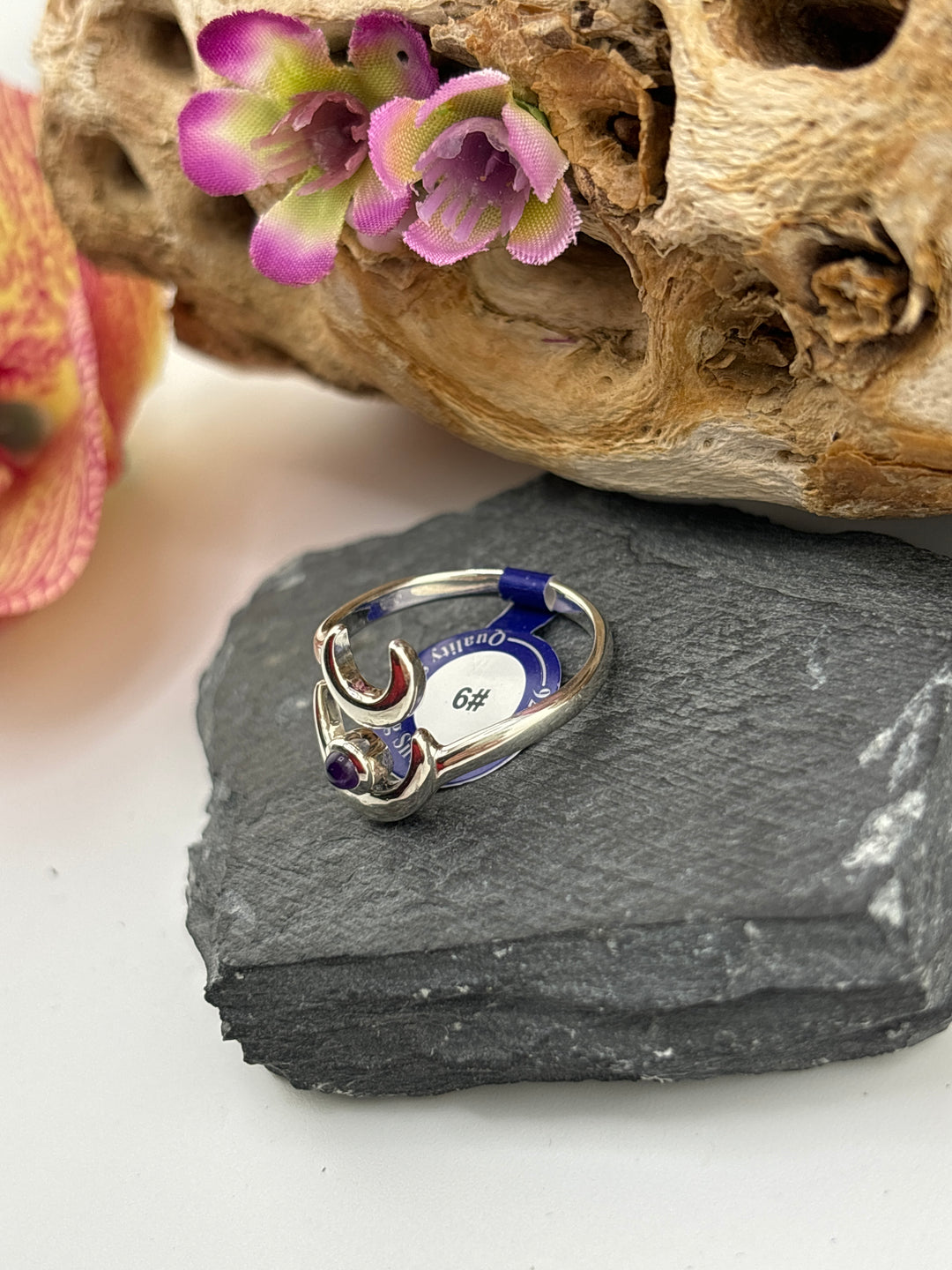 Peter Stone Double Crescent Moon Amethyst Ring