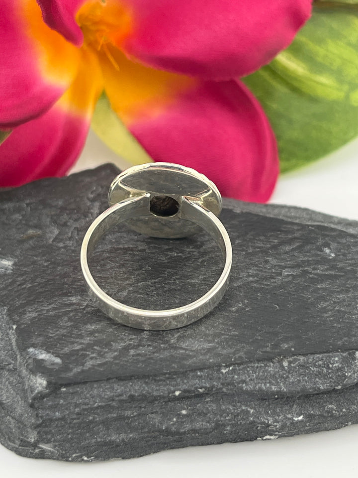Round Wild Horse Jasper and 925 Sterling Silver Ring Size 9