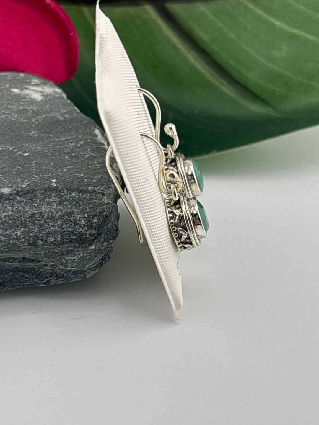 Round Zambian Emerald Dangle Earrings