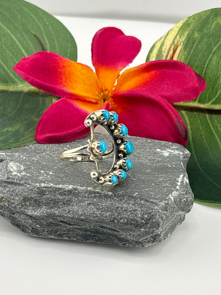 Star & Moon Turquoise Ring Size 7.25