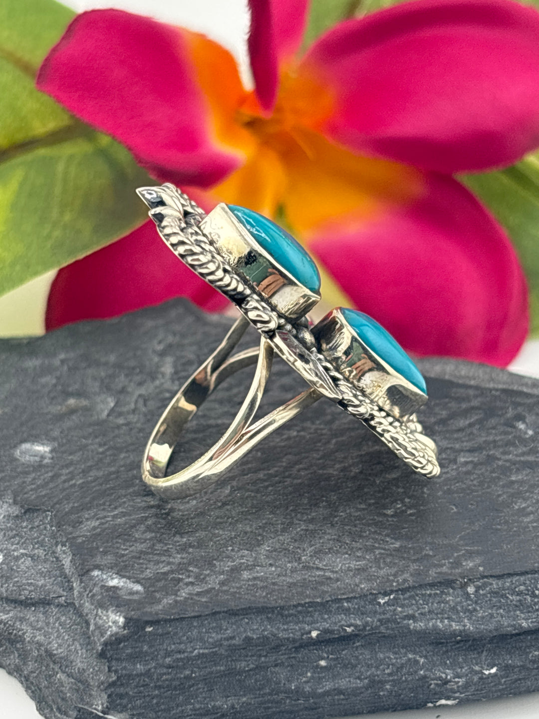 Turquoise and 925 Sterling Silver Ring Size 8.25