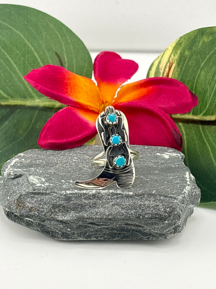 Turquoise Cowboy Boot Ring Size 6.25