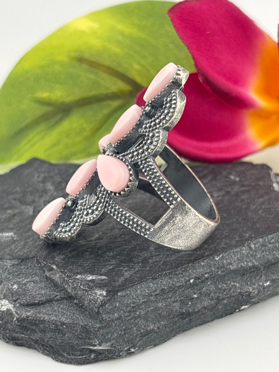 Queen Conch Cross and 925 Sterling Silver Ring Size 9