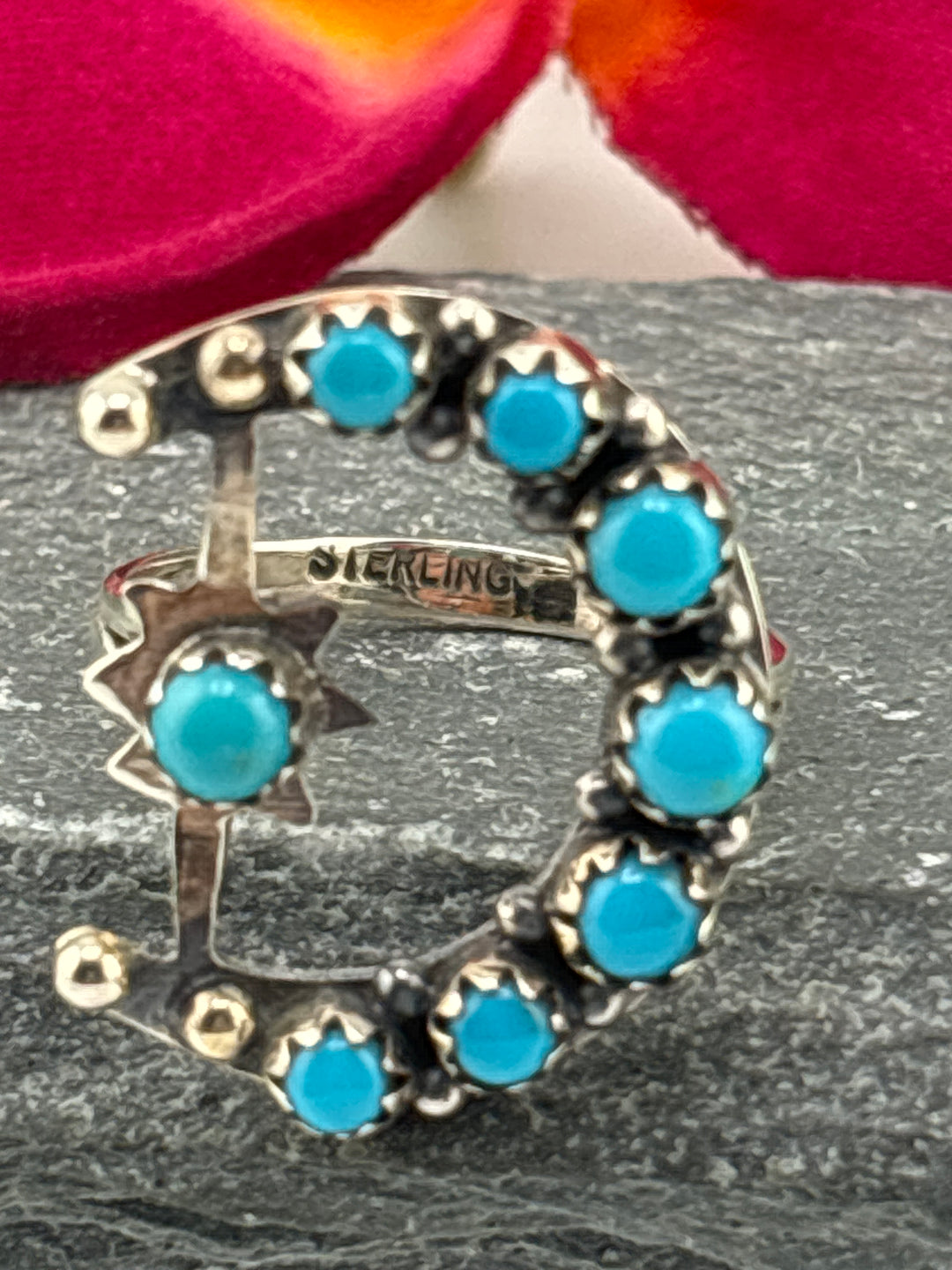 Star & Moon Turquoise Ring Size 10