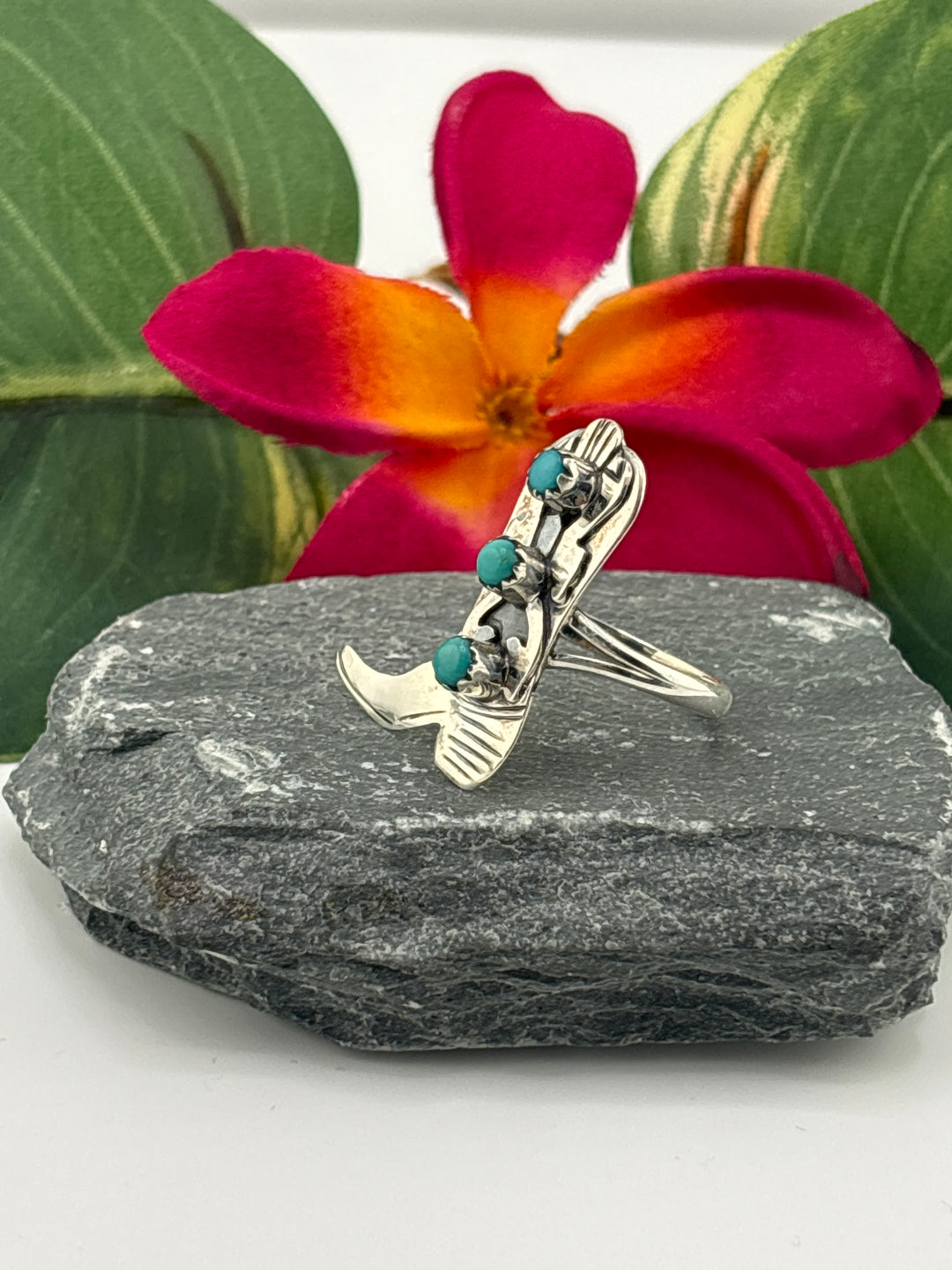 Turquoise Cowboy Boot Ring Size 10.25