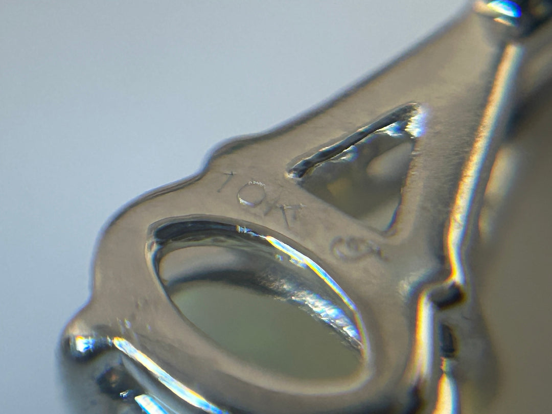 10K White Gold Diamond & Opal Post-back Earrings