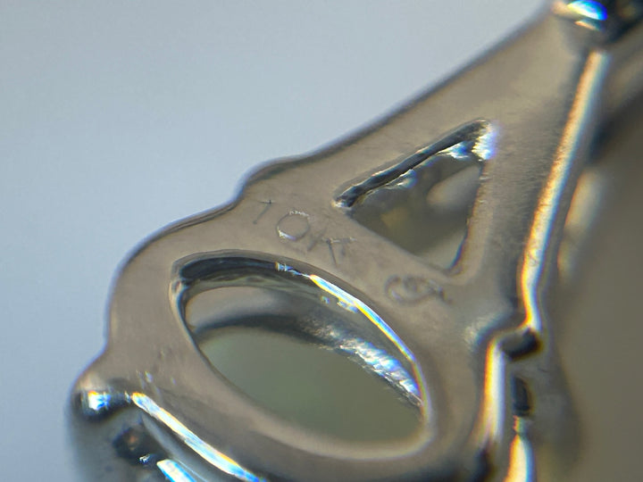 10K White Gold Diamond & Opal Post-back Earrings