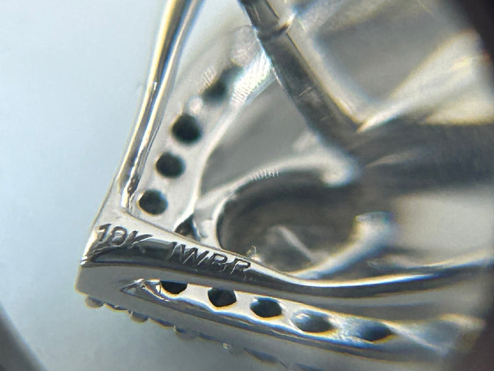 10K White Gold & Diamond Post-back Heart Earrings