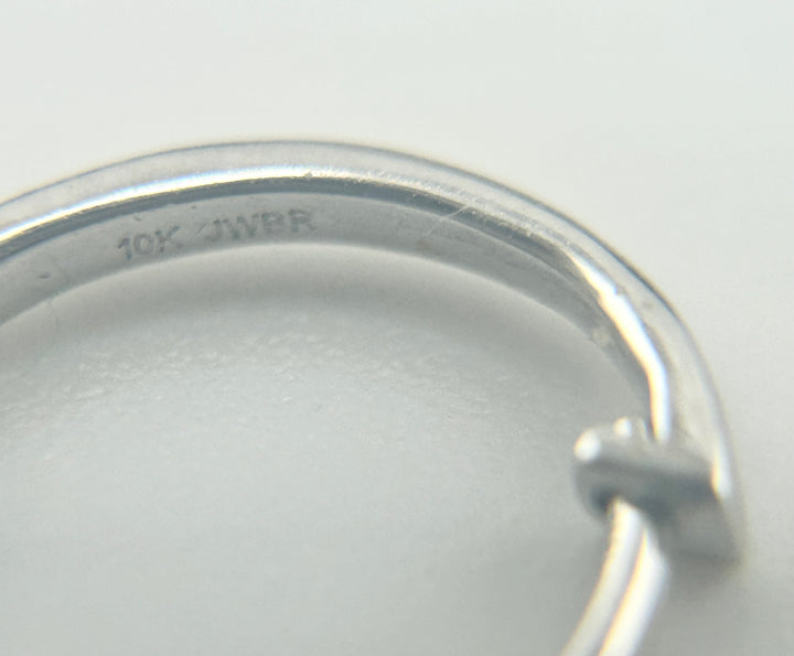 10K White Gold & Diamond Hoop Earrings