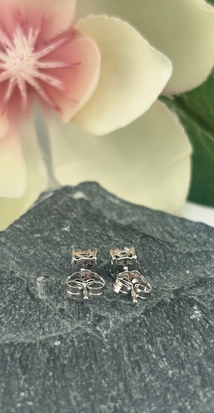 10K White Gold & Diamond Post-back Earrings