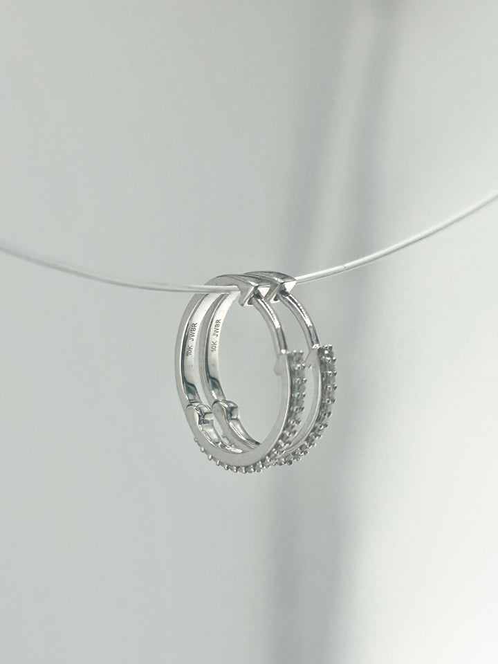 10K White Gold & Diamond Hoop Earrings