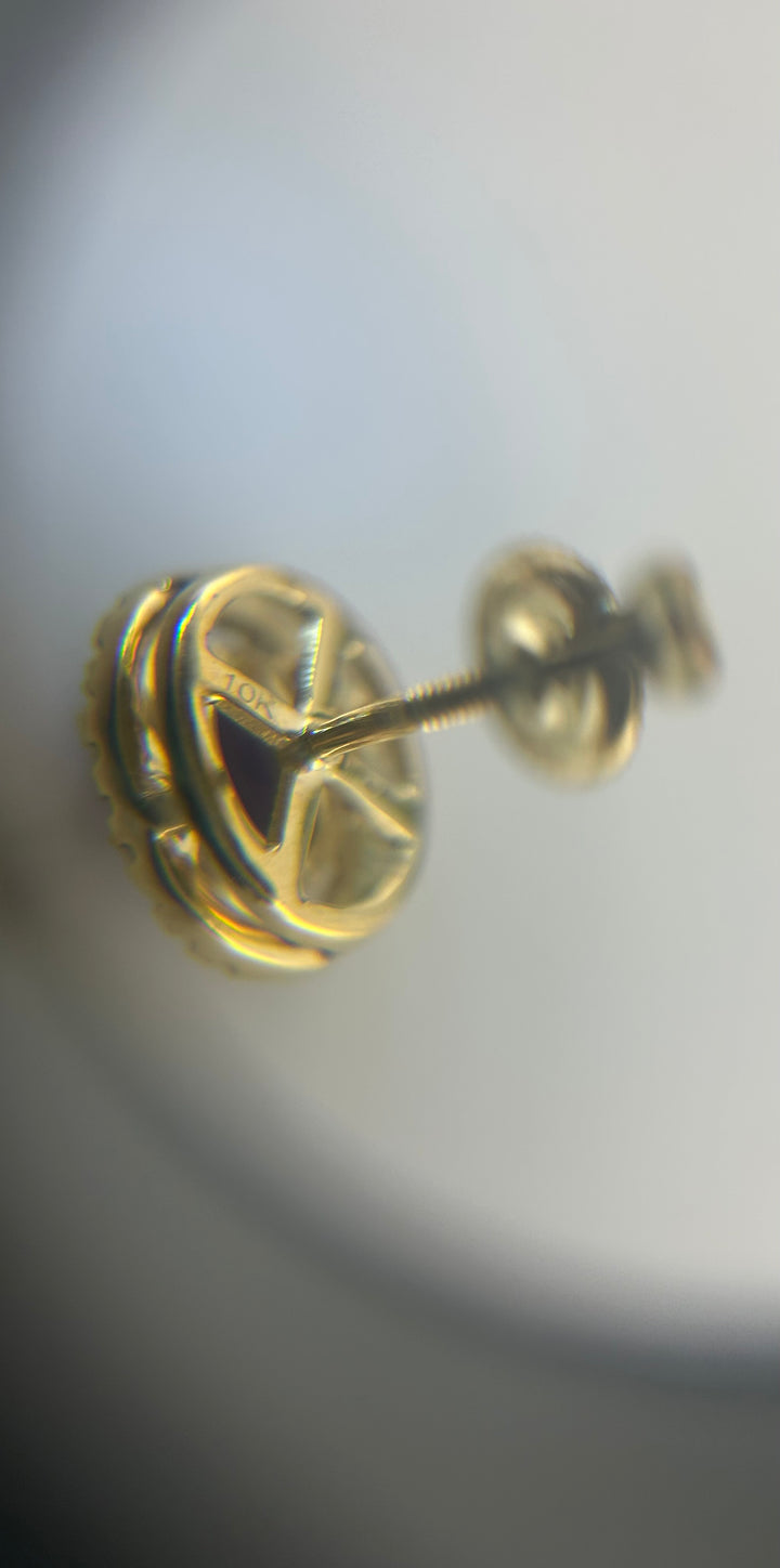 10K Gold Diamond & Amethyst Post-back Earrings