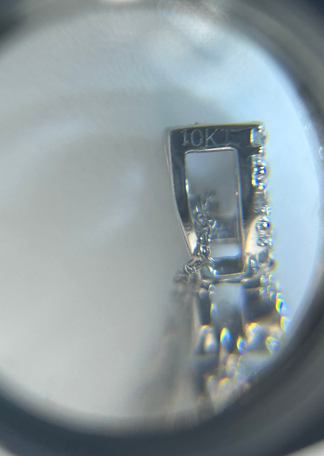 10K White Gold Diamond & Blue Topaz Necklace