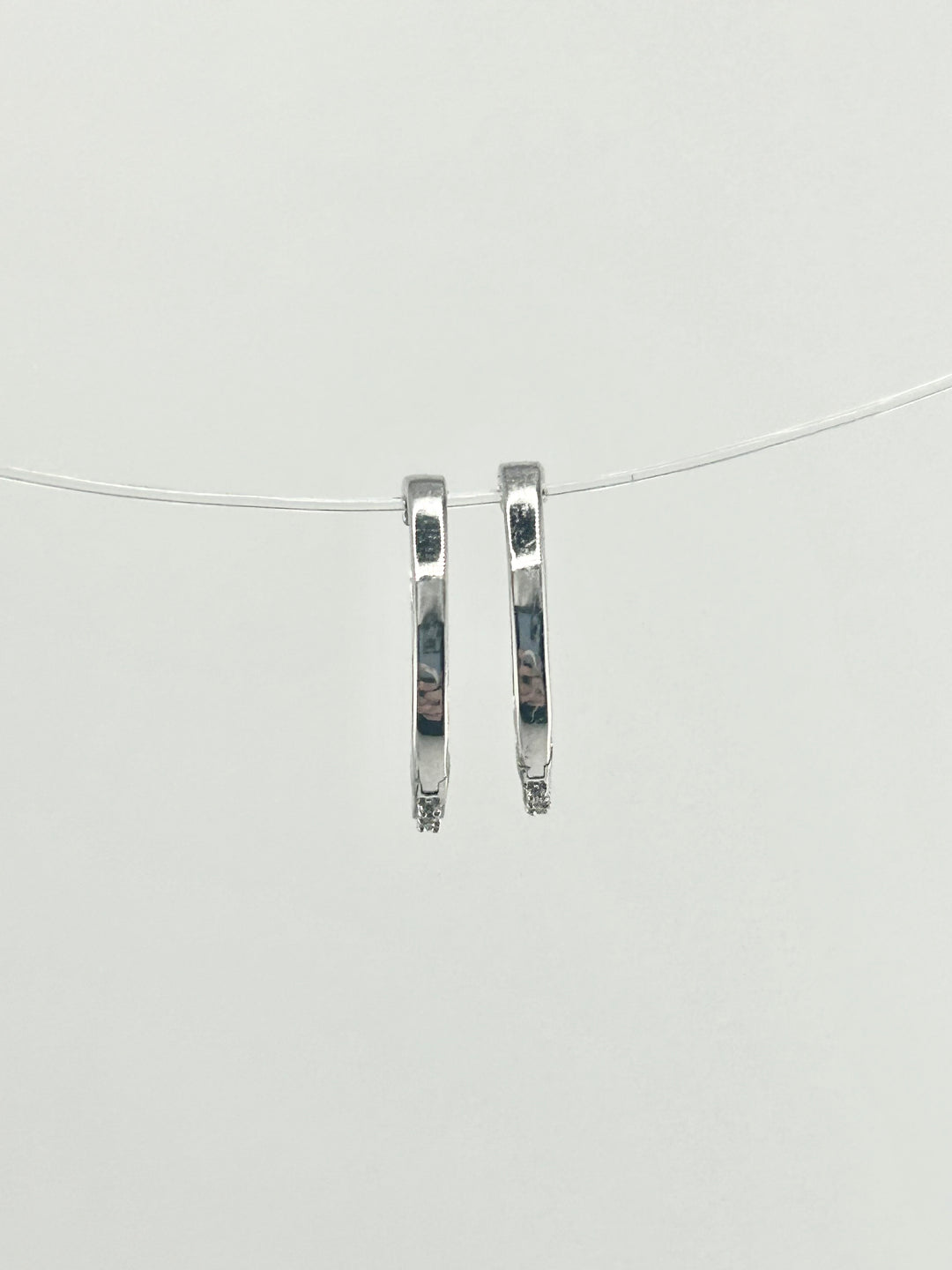 10K White Gold & Diamond Hoop Earrings