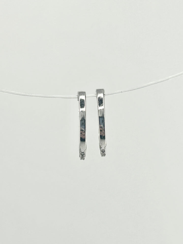 10K White Gold & Diamond Hoop Earrings