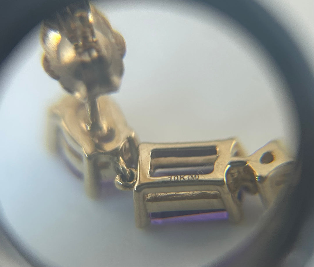 10K Gold & Amethyst Post-back Earrings