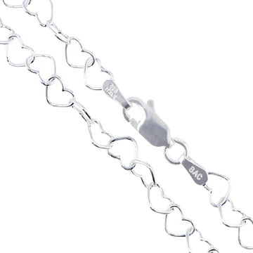 Heart - 5.4mm - Sterling Silver Heart Chain Necklace - 16in