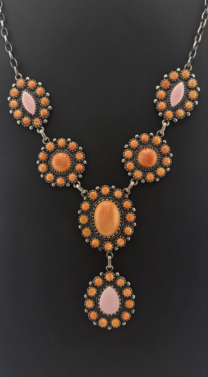 Orange Spiny Oyster, Queen Conch, and sterling silver