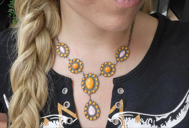 Orange Spiny Oyster, Queen Conch, and sterling silver