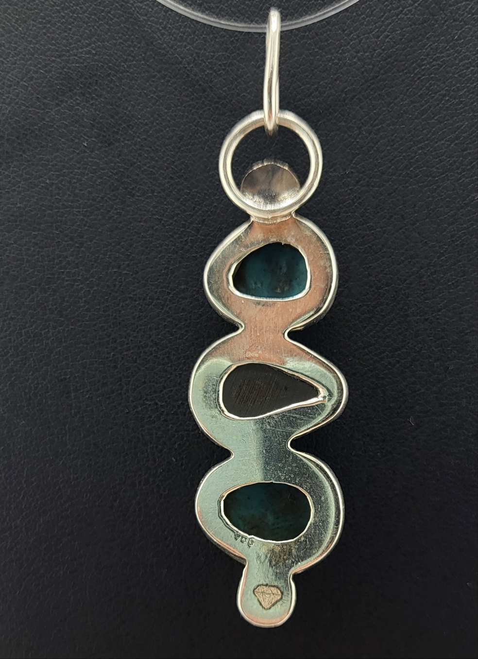 Turquoise, Australia Opal and 925 Sterling Silver 3 stone pendant.