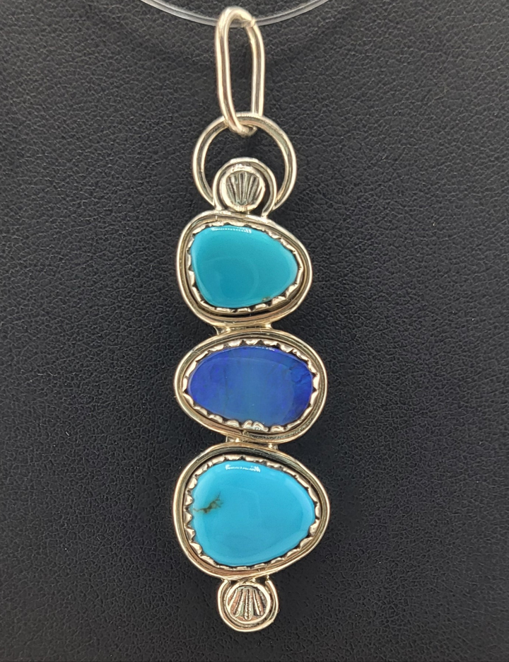 Turquoise, Australia Opal, and 925 Sterling Silver Pendant